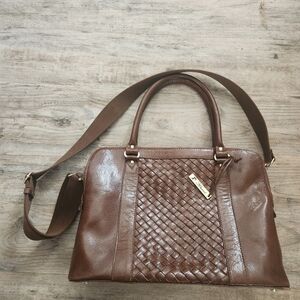 Elegant Brown Woven Leather Shoulder Bag